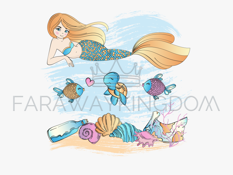 Cartoon Underwater Mermaid, Transparent Clipart