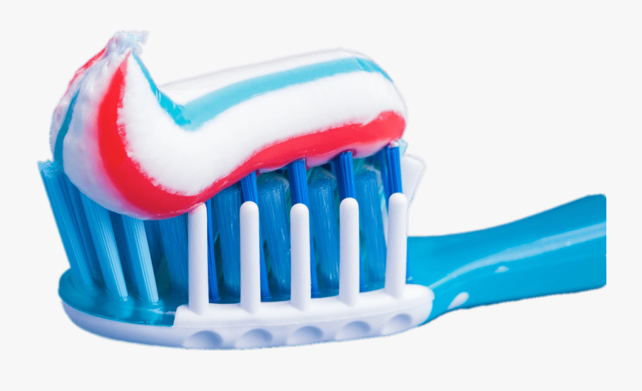 Red And Blue Toothpaste On Brush - Toothpaste On A Toothbrush, Transparent Clipart