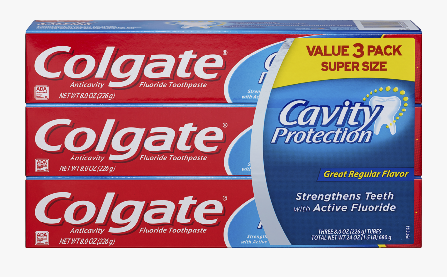 Colgate Cavity Protection 3 Pack, Transparent Clipart