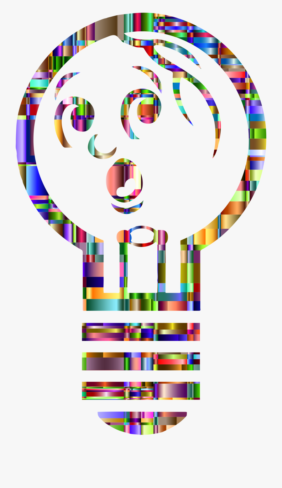 Checkered Chromatic Anthropomorphic Light Bulb Clip - Incandescent Light Bulb, Transparent Clipart