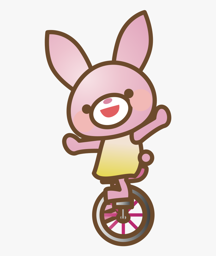 Unicycle Pink Rabbit - Simple Outline Eye, Transparent Clipart