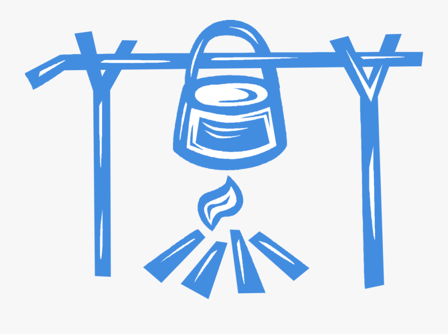 Vector Illustration Of Outdoor Recreational Activity - Pot Cooking On Open Fire Clipart, Transparent Clipart