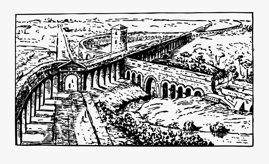 Transparent Roman Soldier Clipart - Aqueducts In Rome Drawing, Transparent Clipart