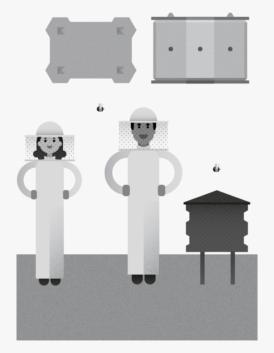 Black & White Illustartion Beekwwping-01 - Illustration, Transparent Clipart