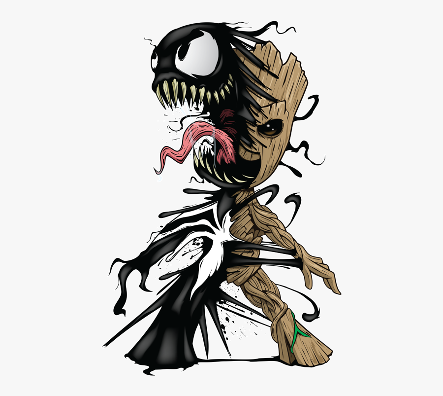 Drawing Wolverine Venom - Venom And Baby Groot, Transparent Clipart