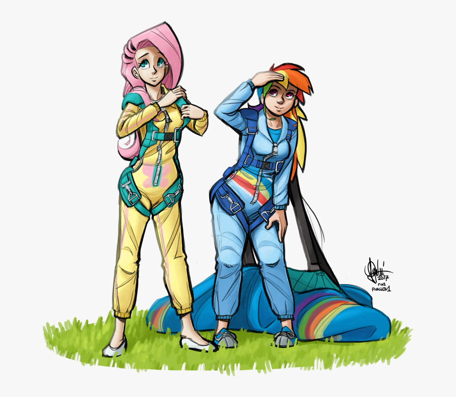 Theartrix, Clothes, Commission, Duo, Fluttershy, Human, - Lunar Lander From Eyes Turned Skywards, Transparent Clipart