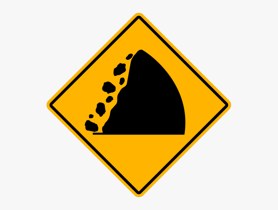 Wc-6 Falling Rocks - Steep Hill Ahead Sign, Transparent Clipart