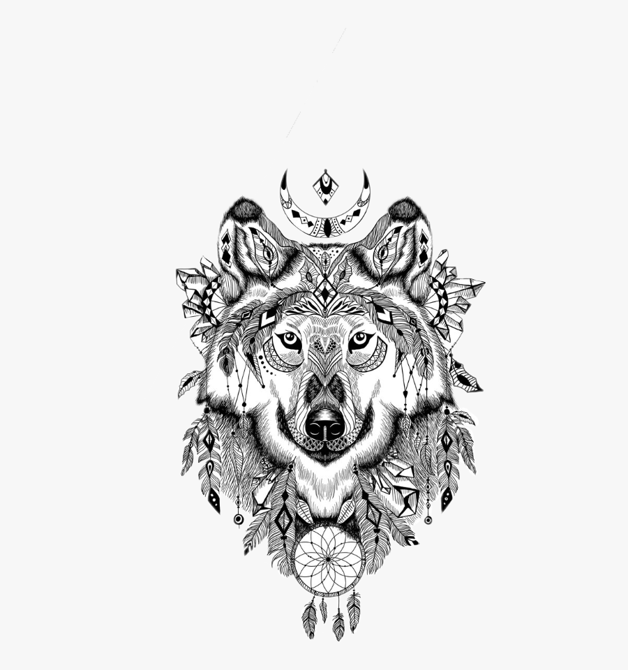 Aztec Wolf Tattoo, Transparent Clipart