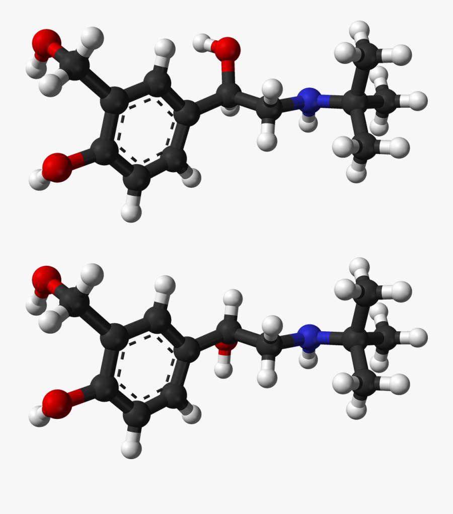 Rs Salbutamol From Xtal 3d Balls - Salbutamol 3d, Transparent Clipart