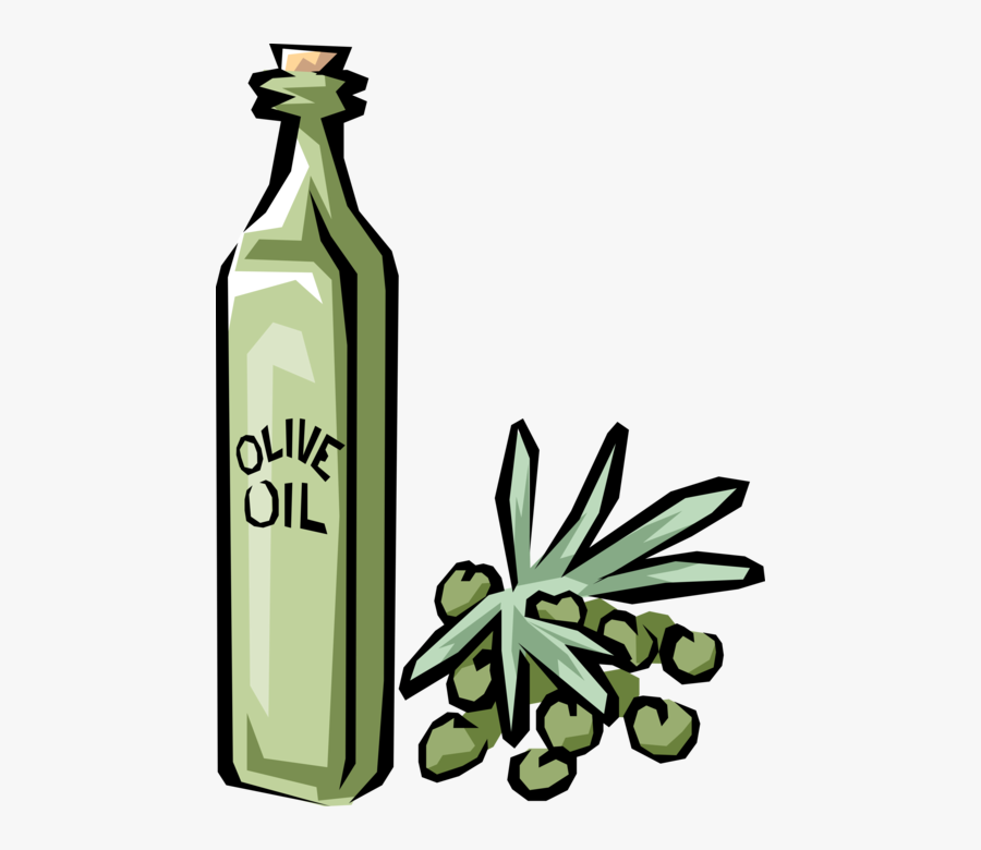 Vector Illustration Of Virgin Olive Oil Salad Oil With - Olive Oil Clip Art, Transparent Clipart