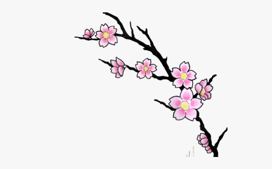 Cherry Tree Clipart Cartoon - Simple Cherry Blossom Tattoo Design, Transparent Clipart