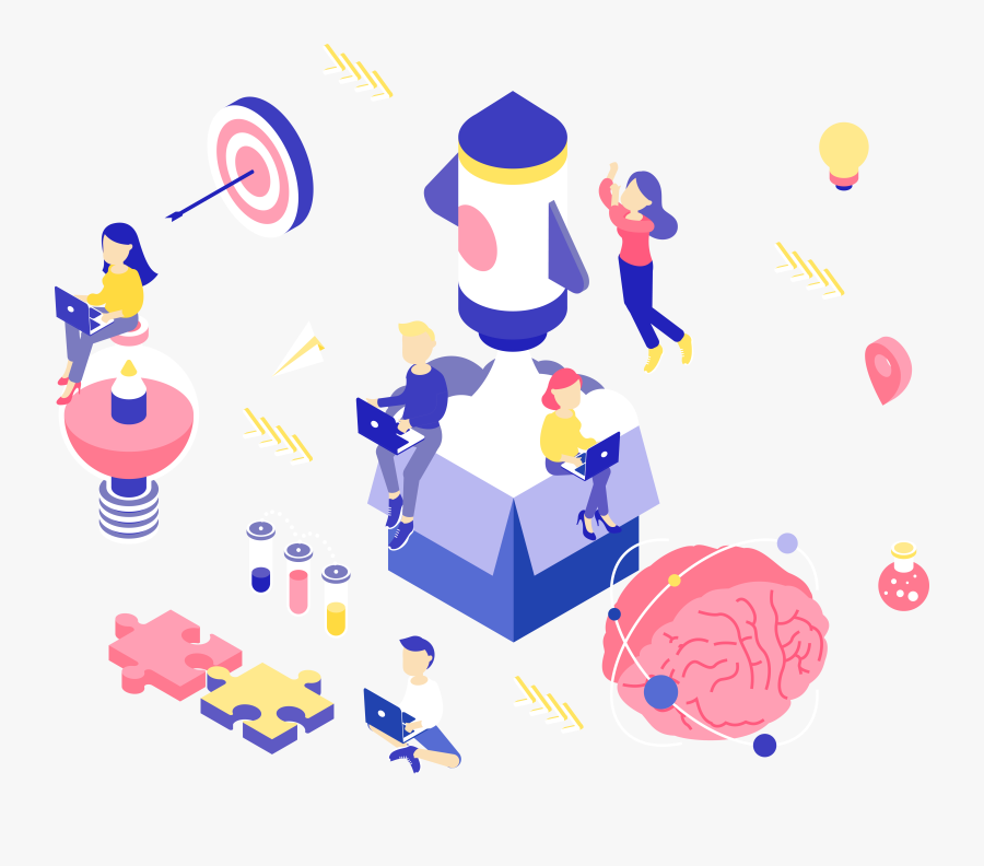 Isometric Illustration Process, Transparent Clipart