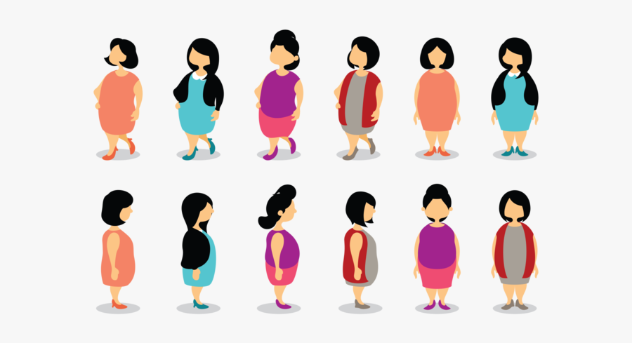 Plus Size Girls Cartoon - Clip Art, Transparent Clipart