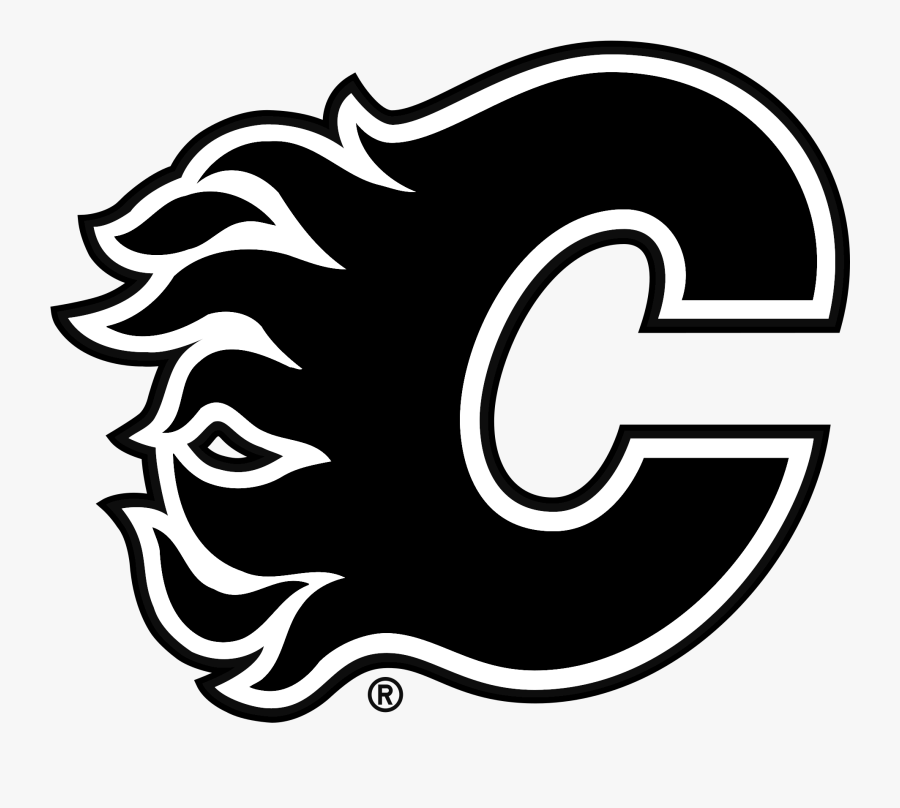 Calgary Flames Logo Black And White - Calgary Flames Decal, Transparent Clipart