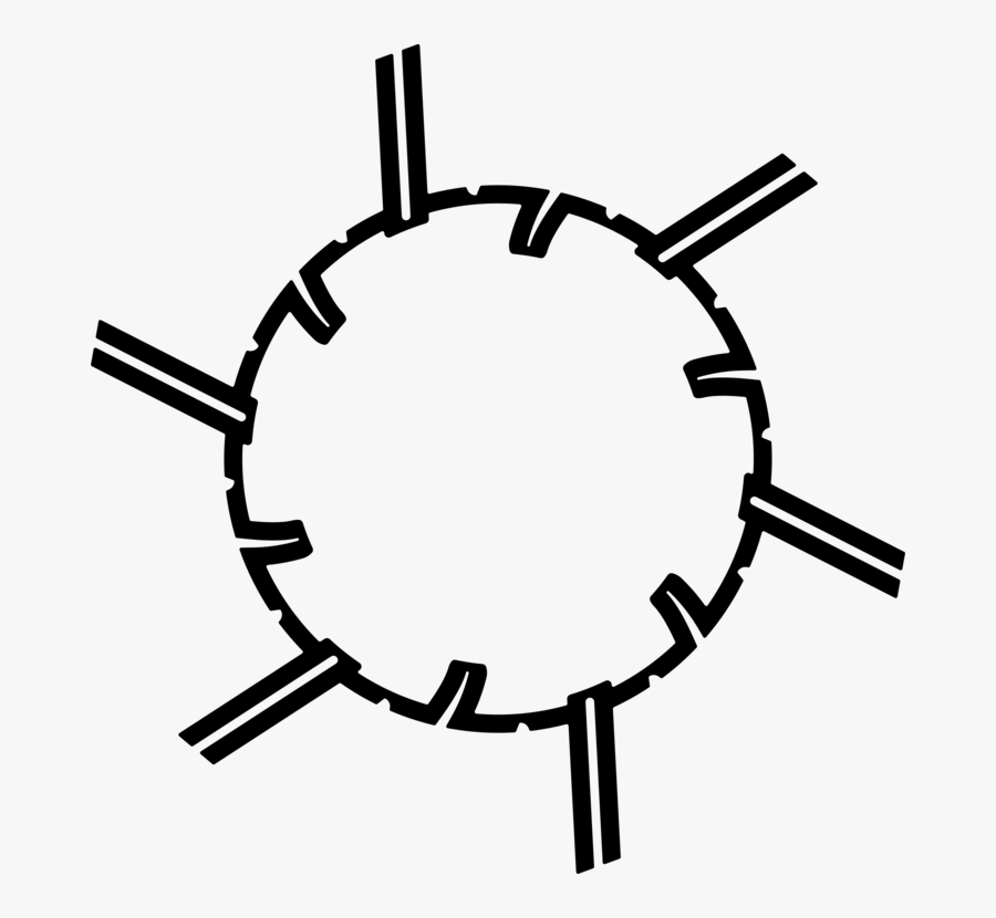 Line Art,angle,monochrome Photography - Spiked Circle Png, Transparent Clipart
