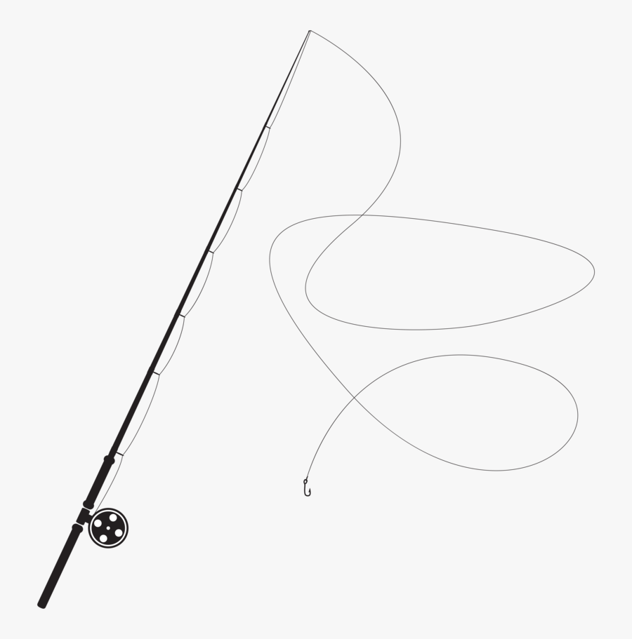 Fishing Rod Silhouette - Line Art , Free Transparent ...