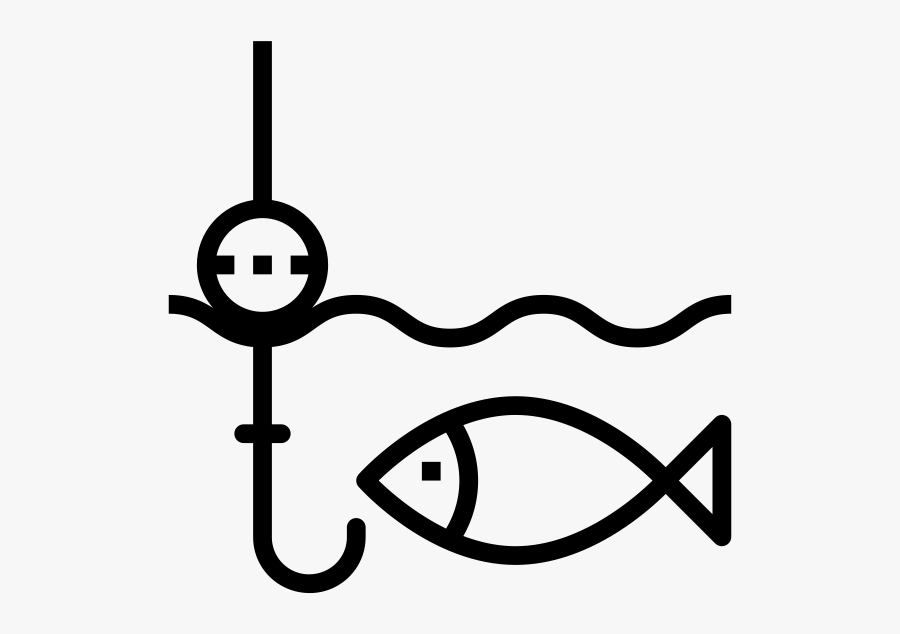 Fishing Rubber Stamp - Line Art, Transparent Clipart