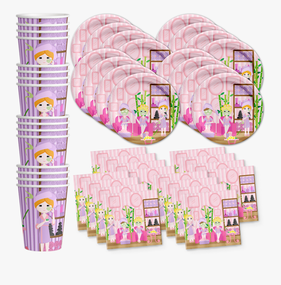Spa Salon Birthday Party Tableware Kit For 16 Guests - Birthday Galore, Transparent Clipart