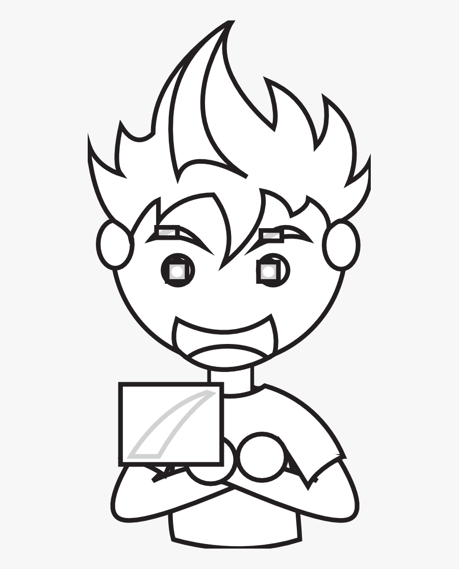 Boy 5 Black White Line Background Wall Paper Wallpaper - White Boy Cartoon In Black Background, Transparent Clipart