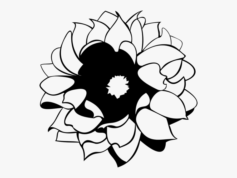 Blooming Flower Outline Rubber Stamp - Illustration, Transparent Clipart