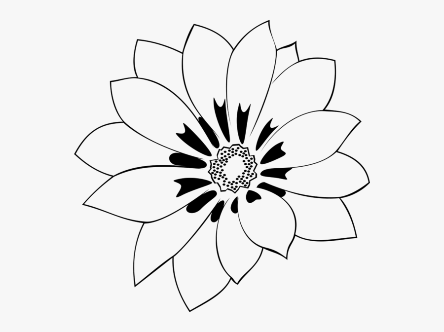 Beautiful Blooming Flower Outline Rubber Stamp - African Daisy, Transparent Clipart