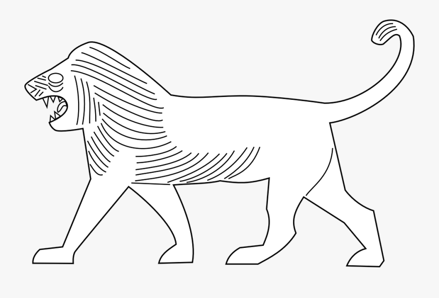 Lion, Walking, Animal, Mammal, Moving, Wildlife - Lion Of Babylon Drawing, Transparent Clipart