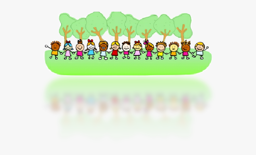 Outdoor Play Cliparts - Cartoon Children Holding Hands, Transparent Clipart