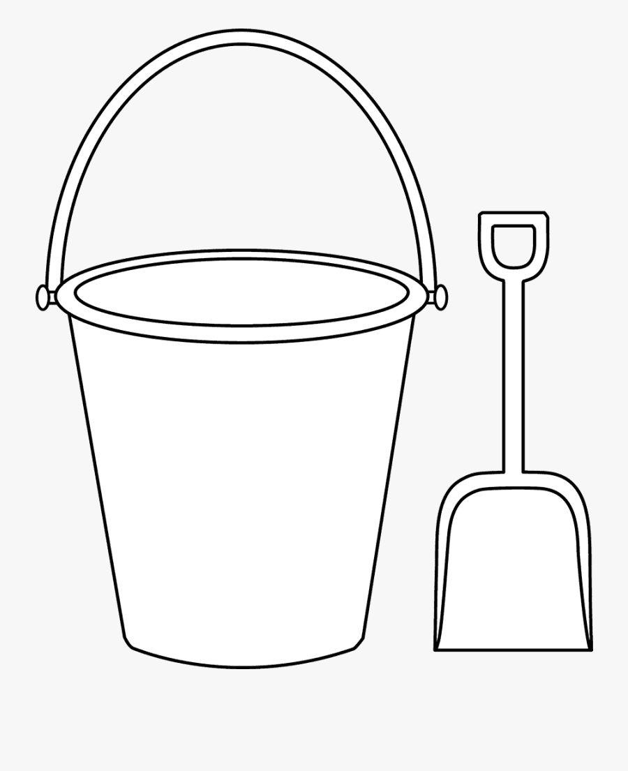 Sand Bucket And Shovel Coloring Page - Pail And Shovel Craft, Transparent Clipart