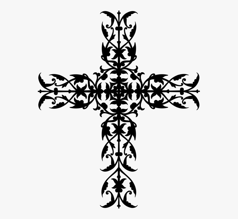 Visual Arts,flower,symmetry - Floral Cross Tattoo Png, Transparent Clipart