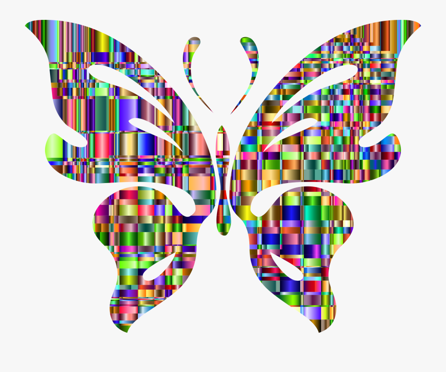Checkered Chromatic Butterfly Clip Arts, Transparent Clipart
