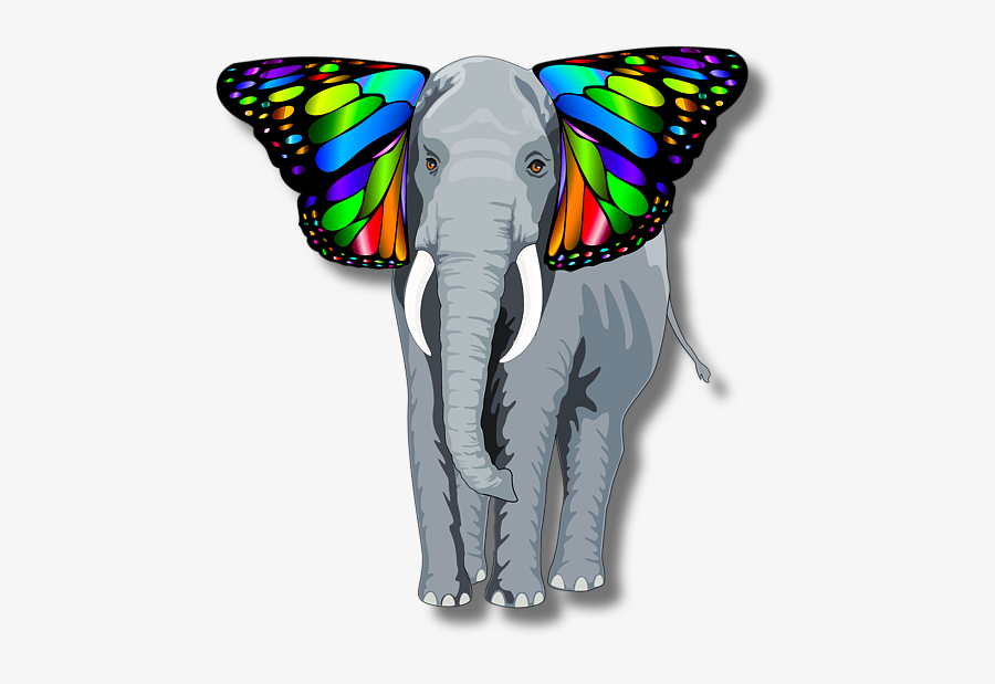 Elephant With Butterfly Ears Artist, Transparent Clipart