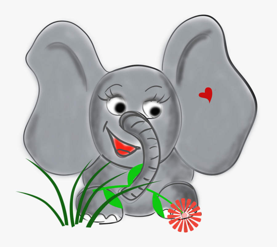 Elephant, Animal, Dear, Flower - Cartoon, Transparent Clipart