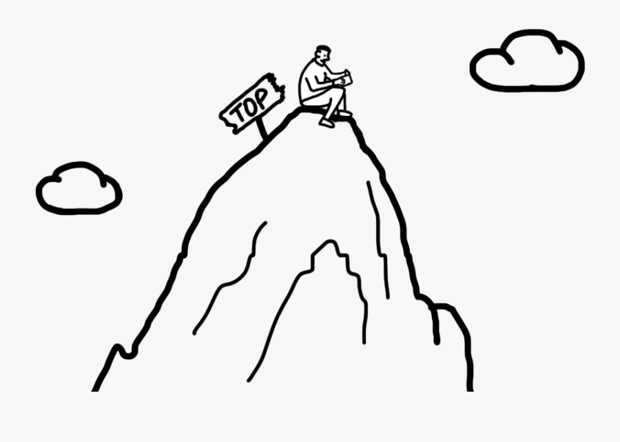 Transparent Mountain Drawing Png - Man On Mountain Cartoon, Transparent Clipart