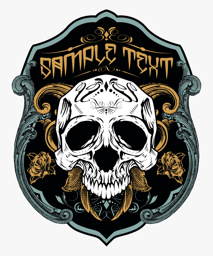 Shield Skull T-shirt Vector Printed Necklace Clipart - T Shirt Cool Vector Prints, Transparent Clipart