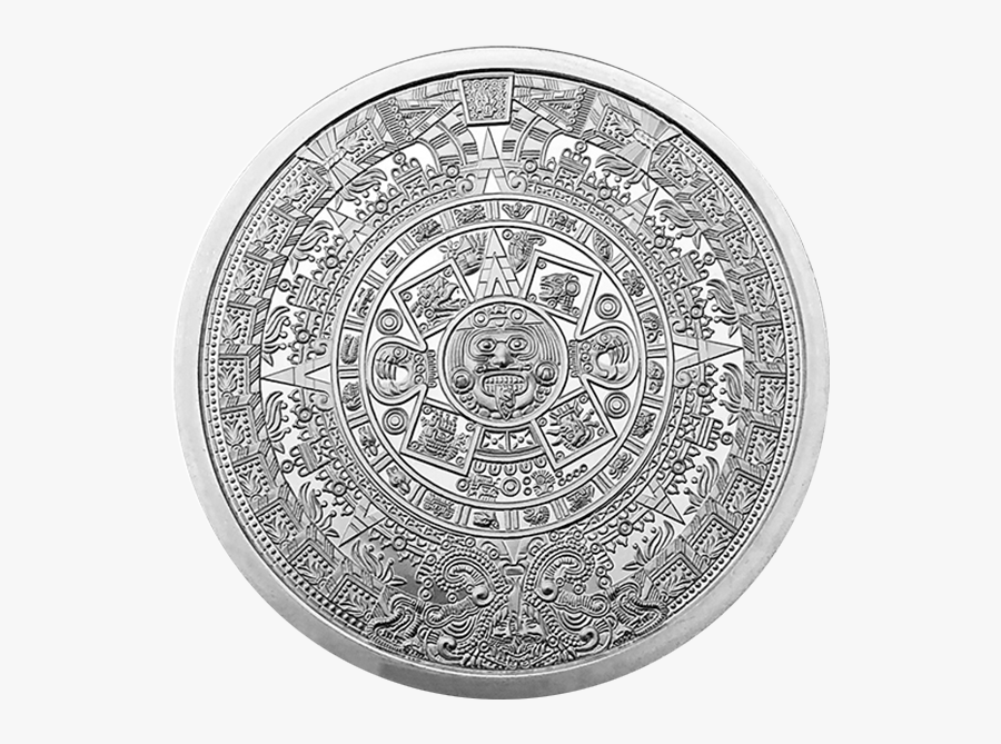 Transparent Aztec Pattern Png - 5 Oz Aztec Calendar Silver Round, Transparent Clipart