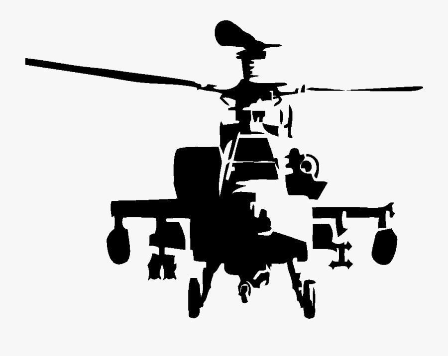 Stencil Boeing Ah 64 Apache Boeing Ch 47 Chinook Art - Apache Helicopter Silhouette, Transparent Clipart