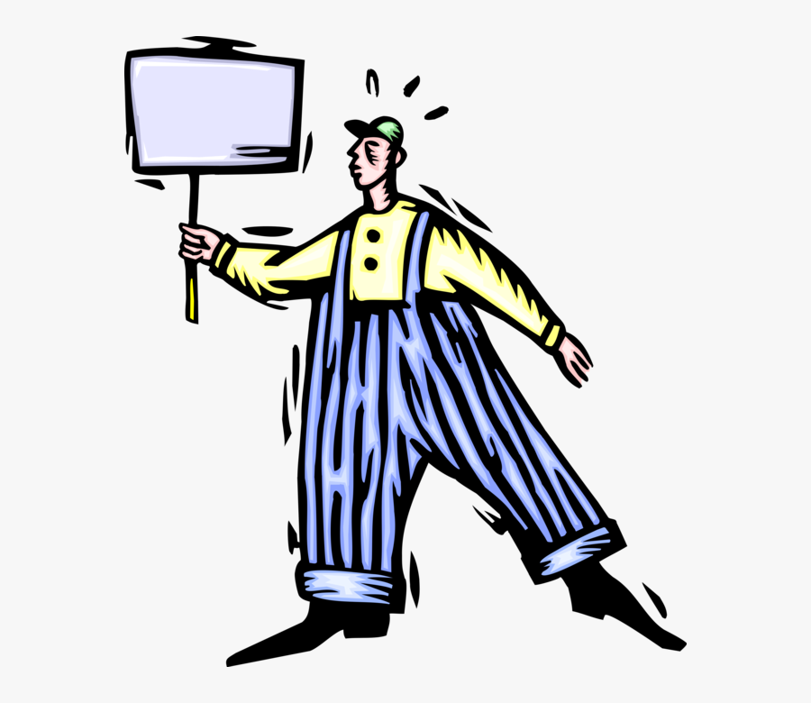 Vector Illustration Of Adolescent Holding Sign Has - Cartoon, Transparent Clipart