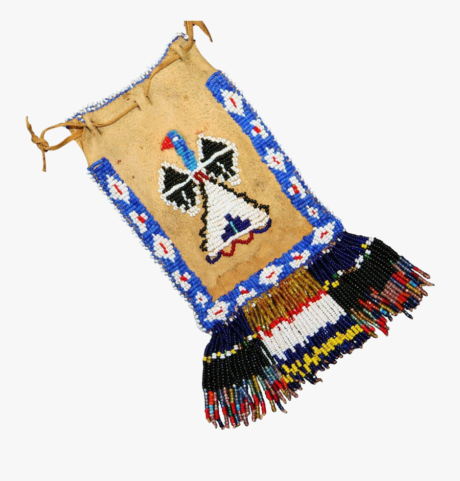 Antique Native American Apache Beaded With Thunderbirds - Native American Antique Bag, Transparent Clipart