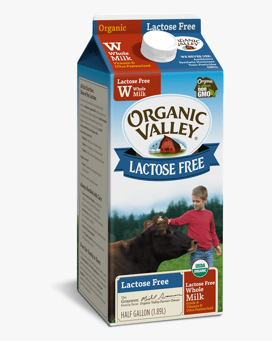 Organic Valley Lactose Free Milk, Transparent Clipart