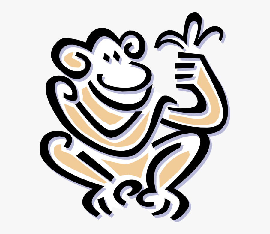 Vector Illustration Of Chimpanzee Primate Monkey With - Green Monkey, Transparent Clipart