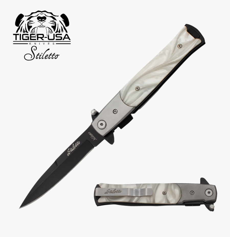 Clip Art Inch Godfather Stiletto - White And Black Stiletto Knife, Transparent Clipart