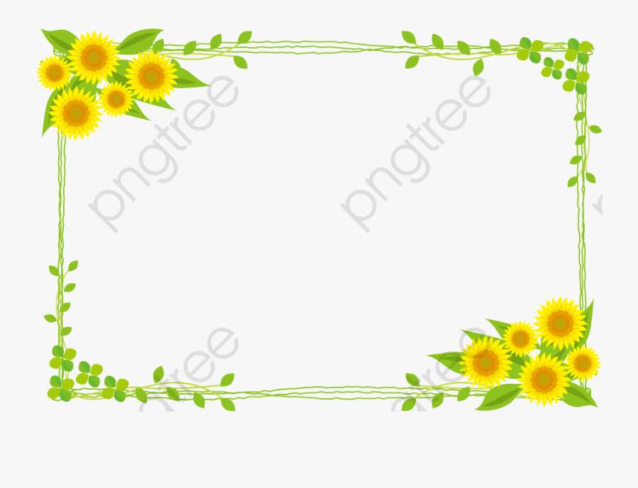 Branches Flower Vine Png - Transparent Background Sunflower Frame, Transparent Clipart