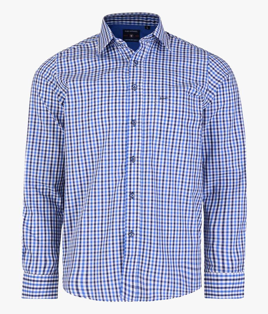 Blue Check Shirts Png Free Images - Long-sleeved T-shirt, Transparent Clipart
