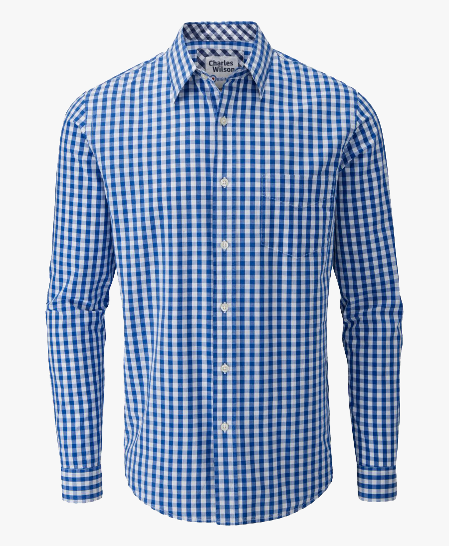 Blue Check Shirts Png Free Download - Button, Transparent Clipart