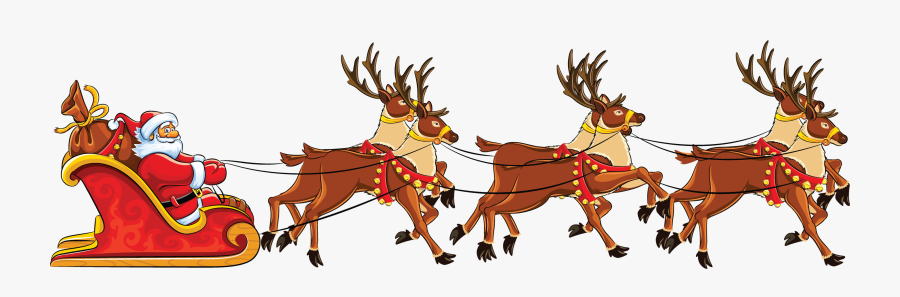 Santa In His Sleigh Transparent Background - Santa And His Sleigh On Transparent Background, Transparent Clipart