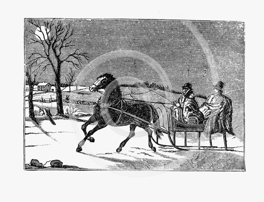 Sleigh Clipart Vintage - Doodle Horse With Sled, Transparent Clipart