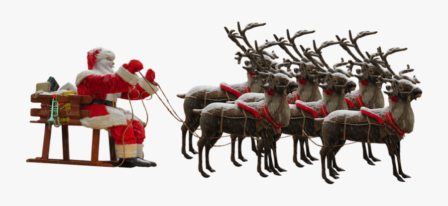Santas Rides On The Deer, Transparent Clipart