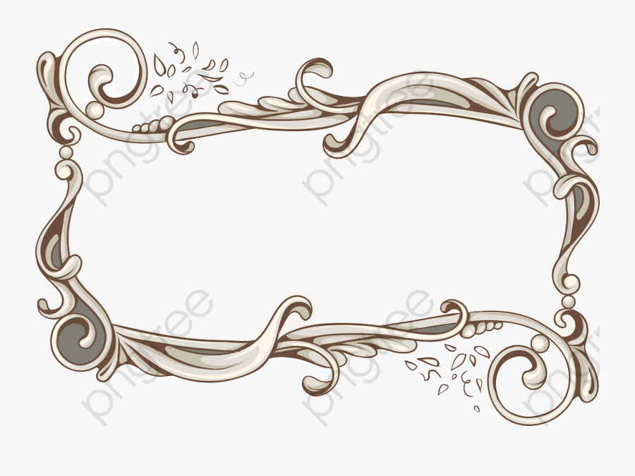 Retro Borders Silver Frame - Vintage Text Box Design, Transparent Clipart