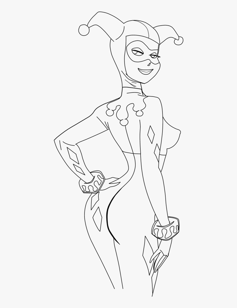 Harley Quinn Lineart Images - Line Art Harley Quinn, Transparent Clipart