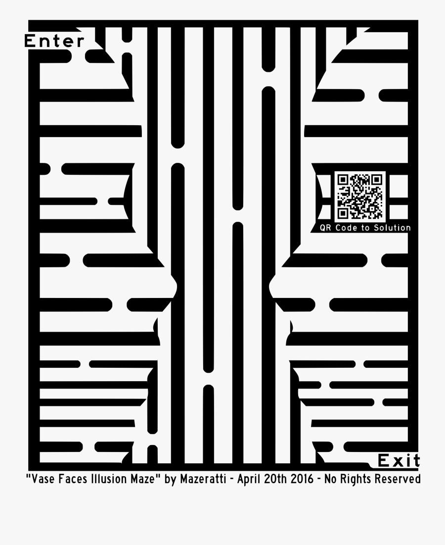 Vase Illusion Maze Clip Arts - Black And White Optical Illusions Maze, Transparent Clipart